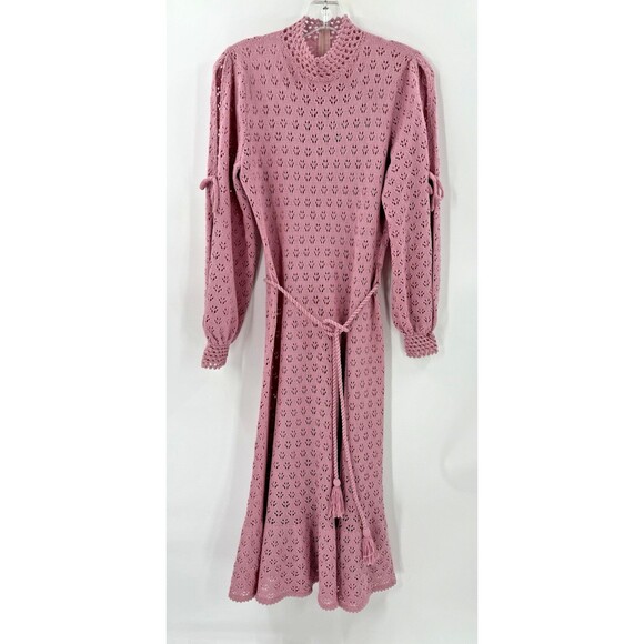 Vintage RARE GORGEOUS Miss Joann California Knit Crochet Pink Split Sleeve "10" - Picture 6 of 13